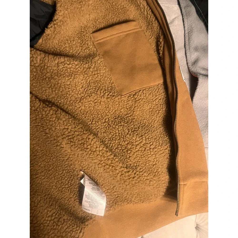 Carhartt Rain Defender Sherpa Lined Jacket Hoodie Mens 2XL Tan NWOT TS3308-M